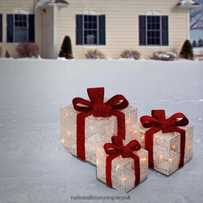 decoration | National Tree Company Pre-Lit White Gift Boxes Set of Three White Lights Christmas Collection F2L4F676